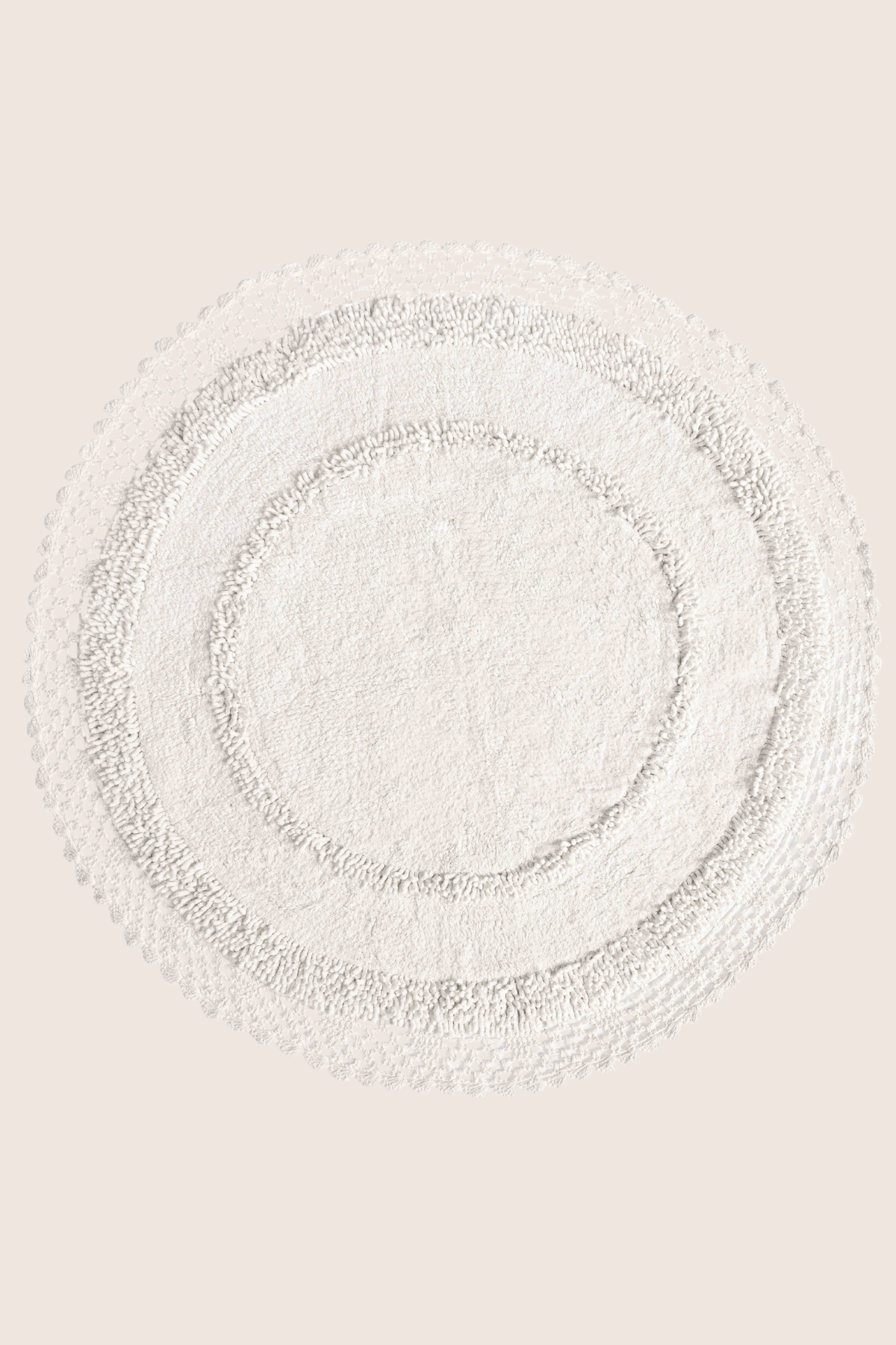 Moon Round Bath Mat 100% Cotton 120x120 Ecru