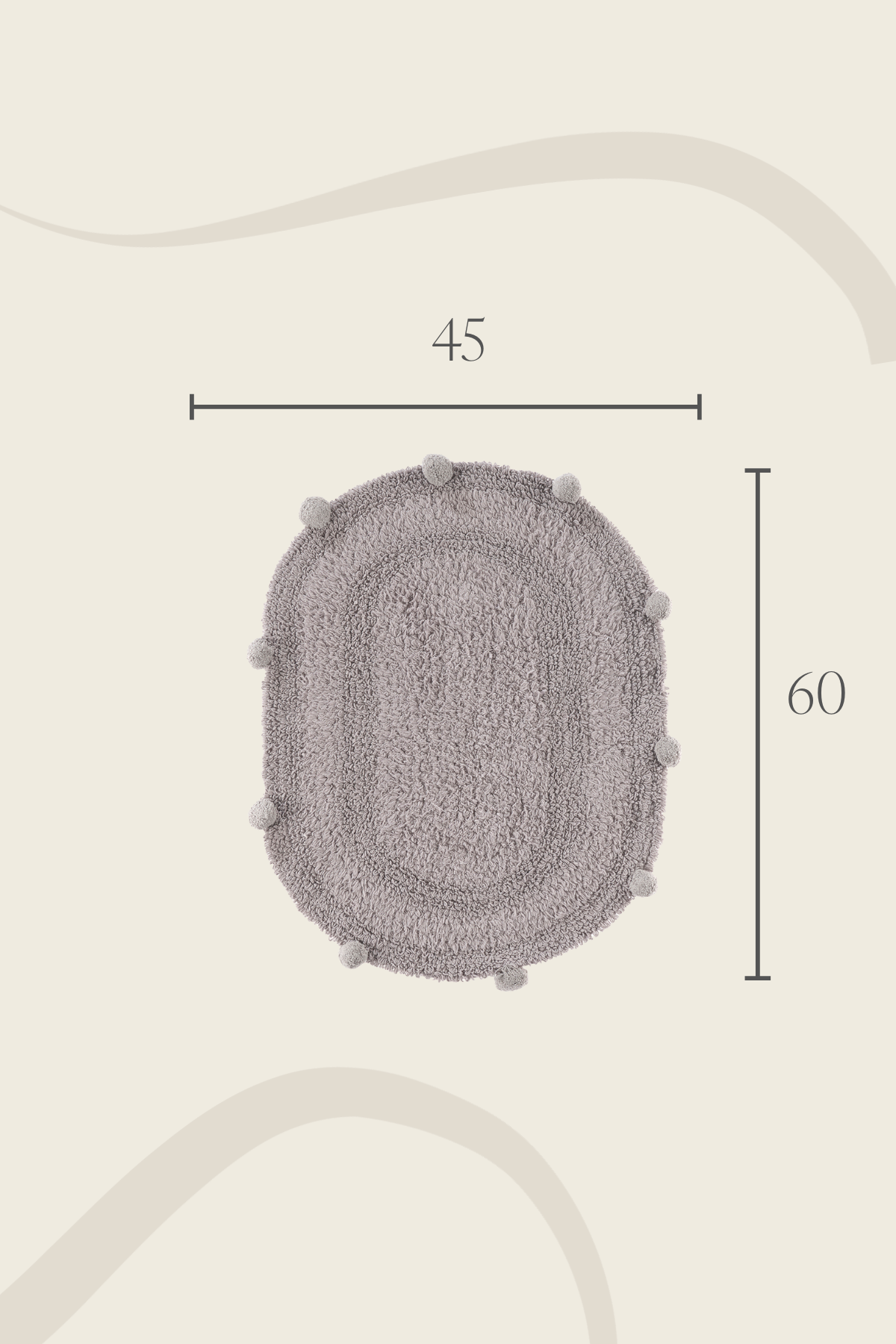 Lampetie | Eris Tekli Banyo Paspası  45x60 Gri