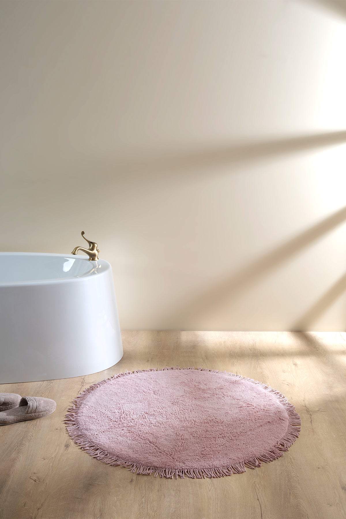 Loris Round Bath Mat 100% Cotton Pink