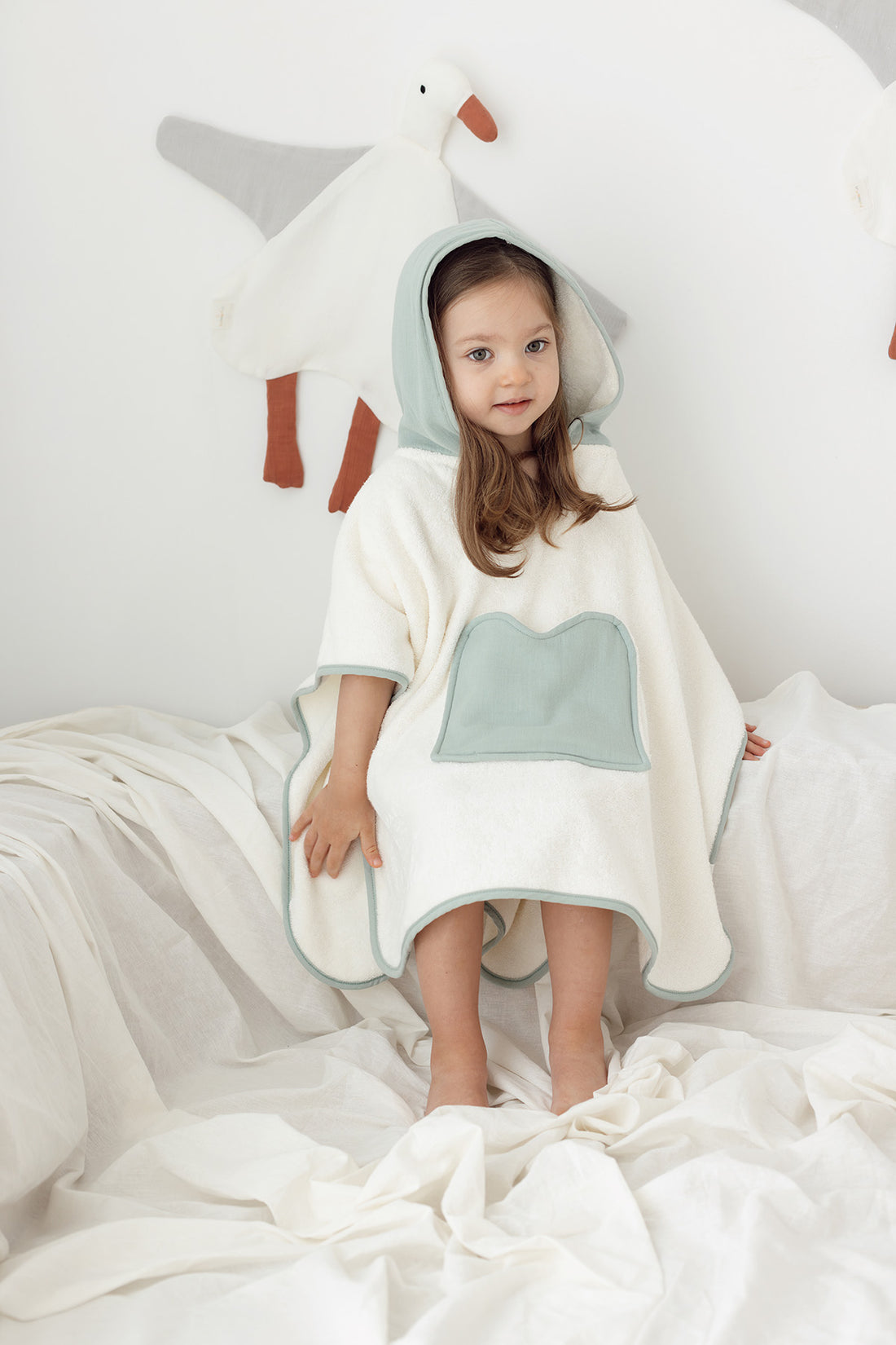 Joy of Colors Organic Cotton Muslin Detailed Child Poncho Mint