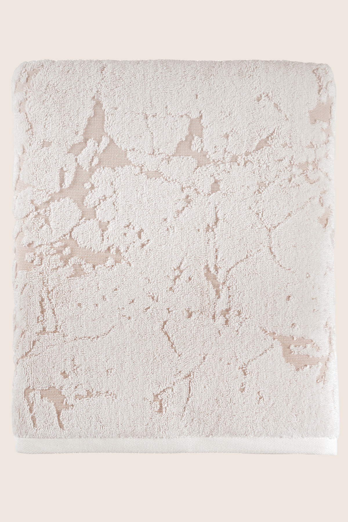 Marble %100 Pamuk Jakarlı Büyük Banyo Havlusu 90x150 cm Krem