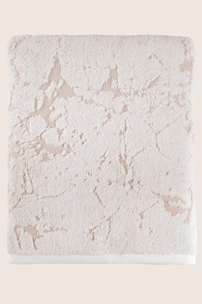 Marble %100 Pamuk Jakarlı Büyük Banyo Havlusu 90x150 cm Krem