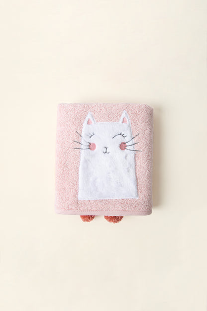 Kitty 2-Piece Organic Cotton Newborn Gift Set Pink | Towel, Bib