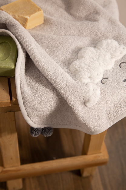 Wooly 2-Piece Organic Cotton Newborn Gift Set Light Gray | Towel, Bib