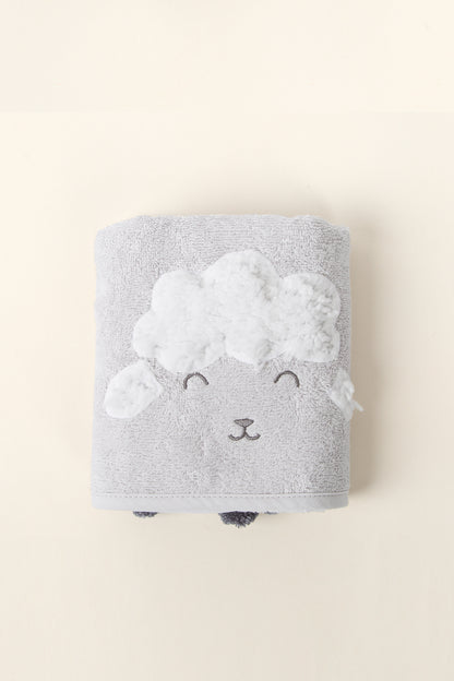 Wooly 2-Piece Organic Cotton Newborn Gift Set Light Gray | Towel, Bib