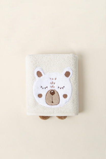 Teddy 2-Piece Organic Newborn Gift Set Cream | Towel, Bib