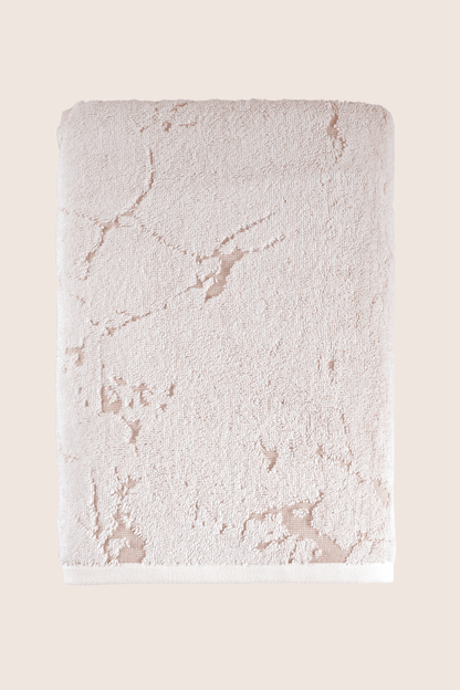 Marble %100 Pamuk Jakarlı Banyo Havlusu 70x140 cm Krem