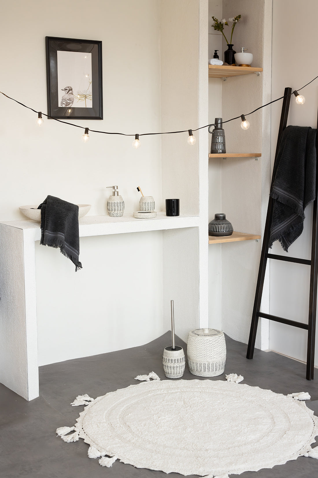 Olivid Yuvarlak Banyo Paspası %100 Pamuk 100x100 Ekru