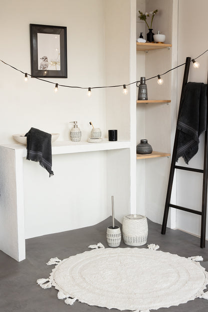 Olivid Yuvarlak Banyo Paspası %100 Pamuk 100x100 Ekru