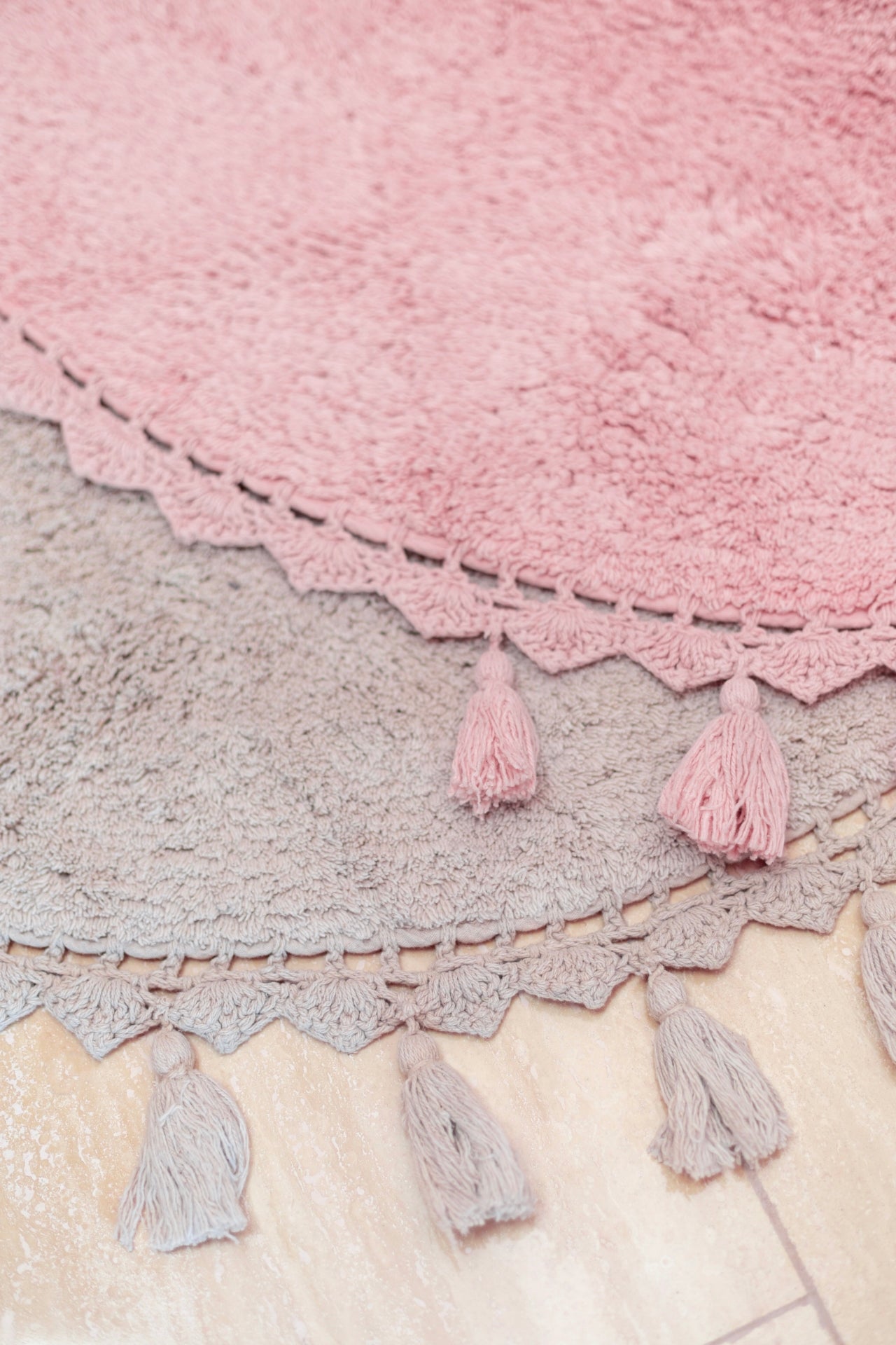 Lowell Round Bath Mat 100% Cotton 100x100 Pink