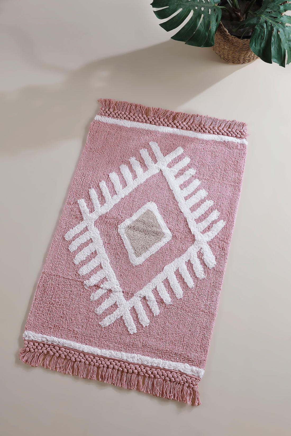 Nell Tekli Banyo Paspası %100 Pamuk 60x90 Pembe