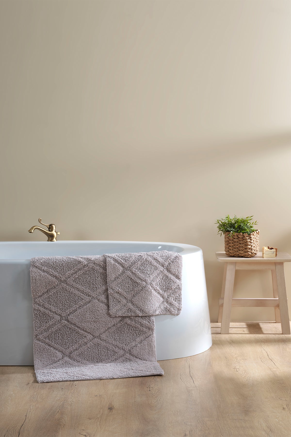 Maxi 2 Piece Bath Mat Set 100% Cotton 40x60 + 60x90 Gray
