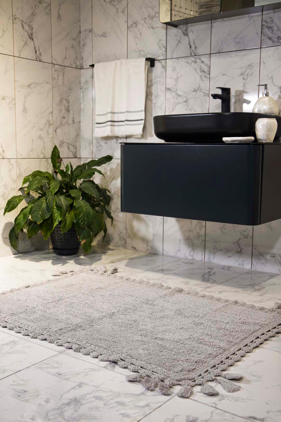 Lorna 2 Piece Bath Mat Set 100% Cotton 40x60 + 60x90 Gray