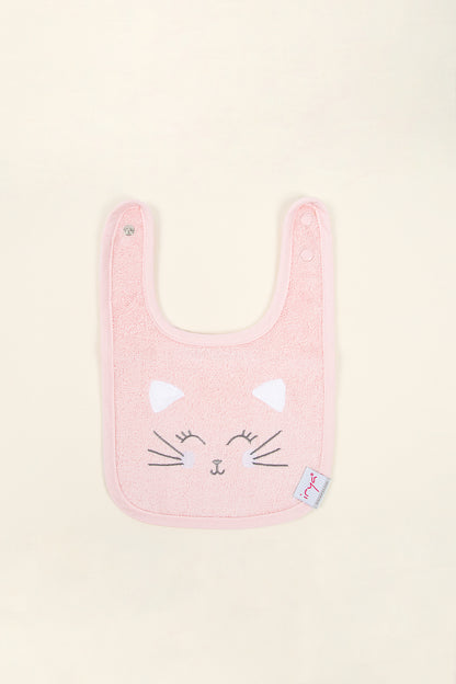 Kitty 2-Piece Organic Cotton Newborn Gift Set Pink | Towel, Bib