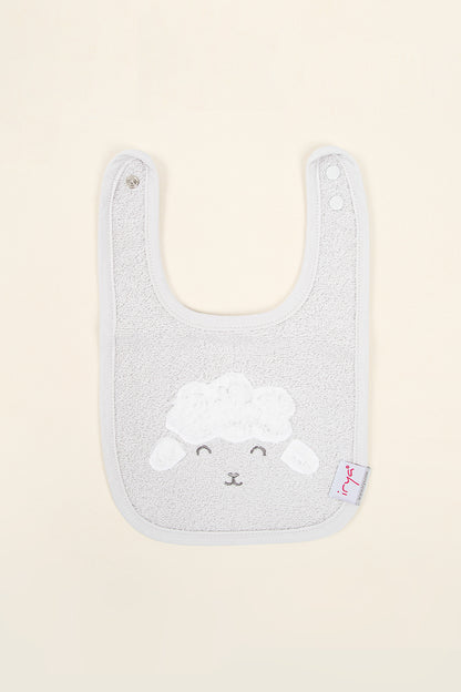 Wooly 2-Piece Organic Cotton Newborn Gift Set Light Gray | Towel, Bib