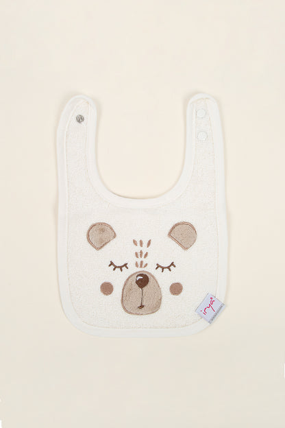 Teddy 2-Piece Organic Newborn Gift Set Cream | Towel, Bib