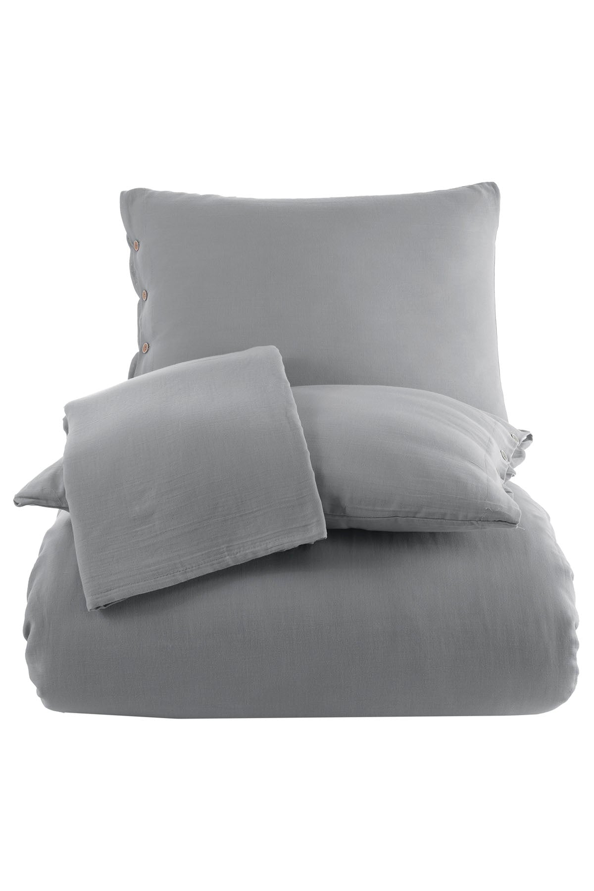 Marla 5 Parça Çift Kişilik Müslin Nevresim Takımı Gri