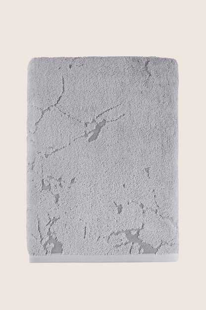 Marble %100 Pamuk Jakarlı Banyo Havlusu 70x140 cm Gri