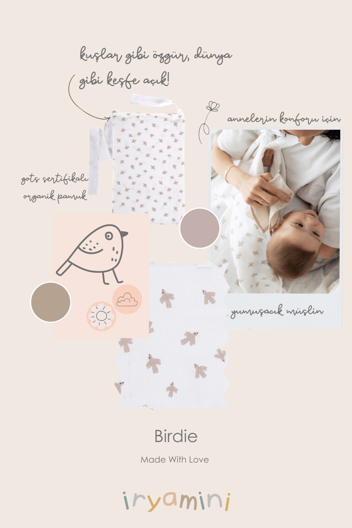 Birdie Organic Cotton Muslin 4 Layer Nursing Cover White