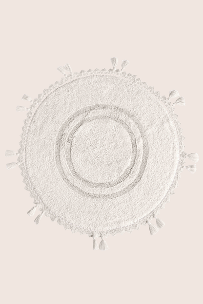 Olivid Yuvarlak Banyo Paspası %100 Pamuk 100x100 Ekru