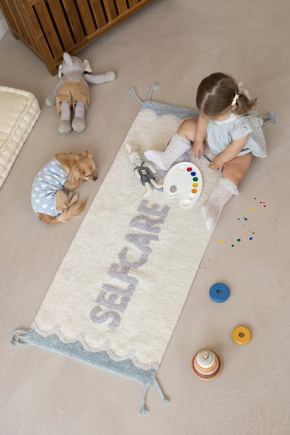 Selfcare Club Tekli %100 Pamuk Pamuk Banyo Paspası 50x120 Cm Pure Mavi/Lila