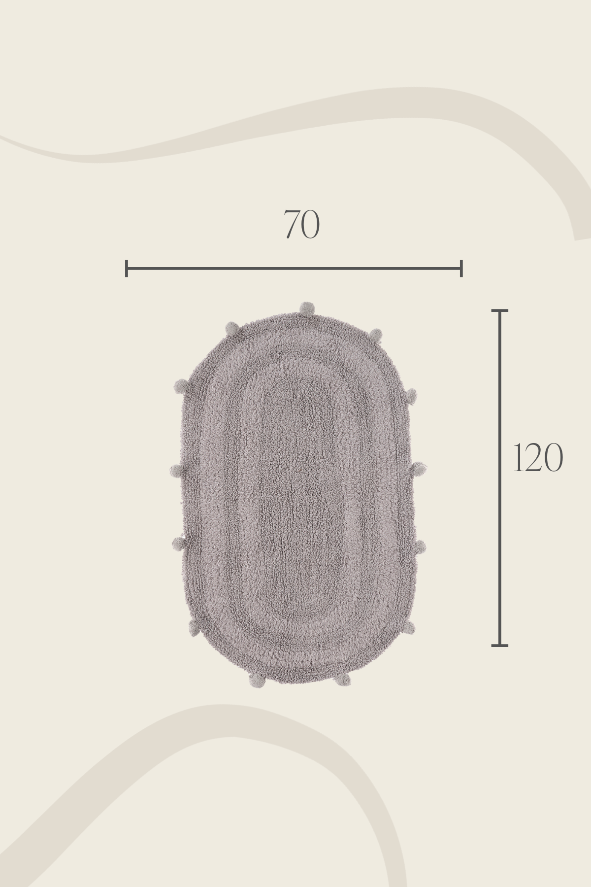 Lampetie | Eris Tekli Banyo Paspası 70x120 Gri