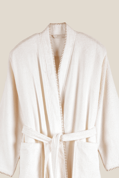 Shadow %100 Pamuk Kadın Bornoz Ekru