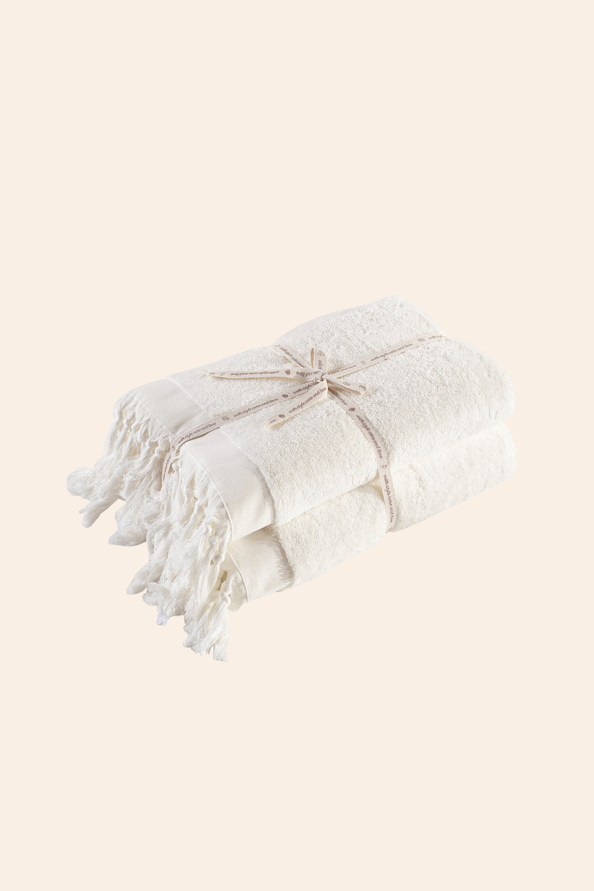 Bodrum %100 Pamuk 2'li Banyo Havlu Seti 80x150 cm Bright Ecru