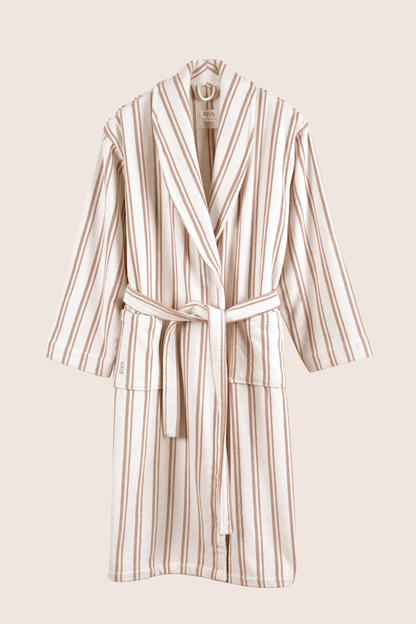In Lines Yarn-Dyed Bathrobe Set Mocha