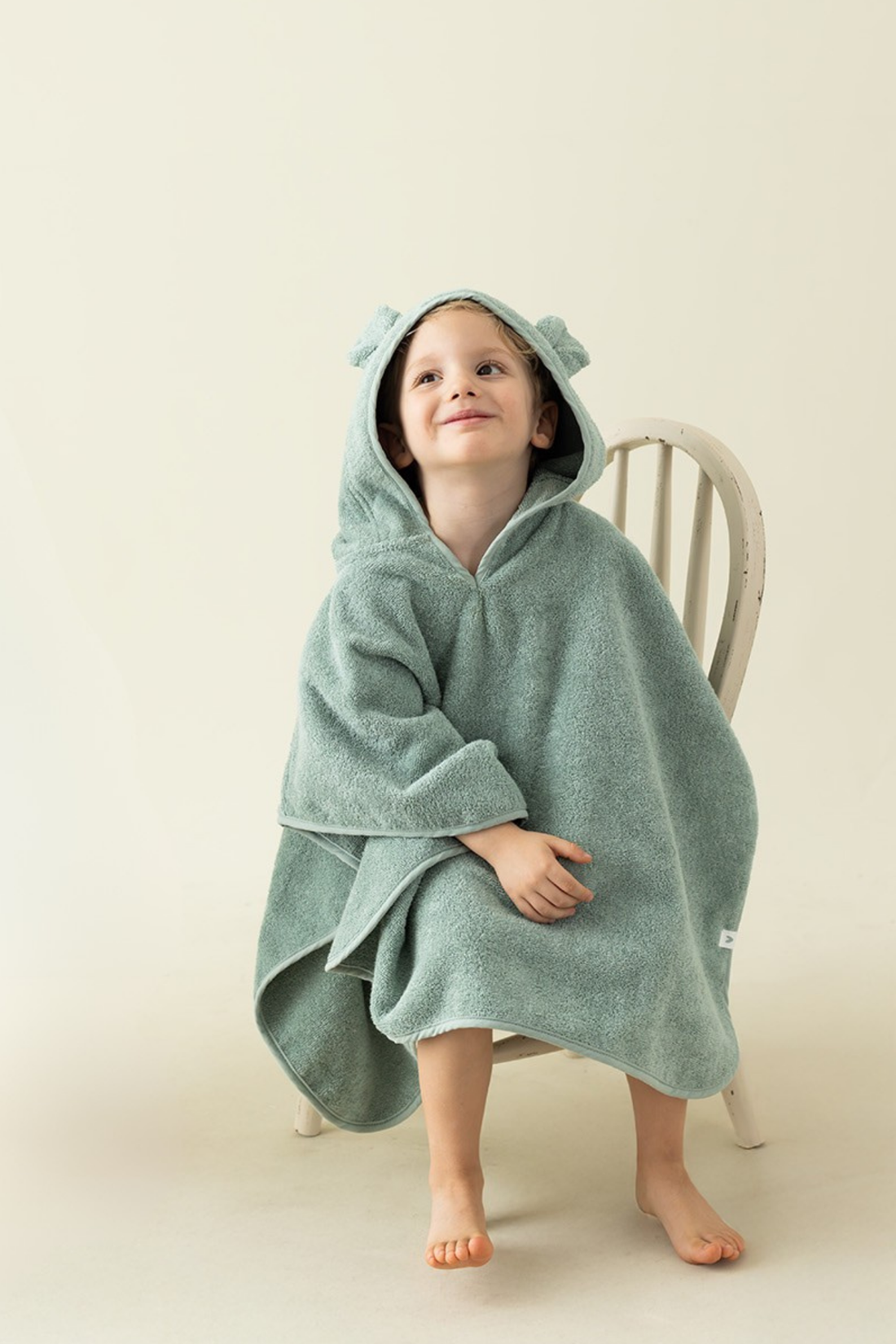 Tiny Bear Organic Cotton Kids Poncho Mint