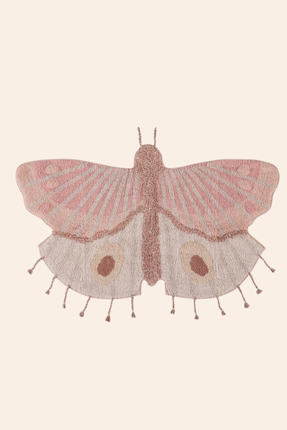Butterfly Tekli %100 Pamuk Çocuk Odası Halısı 70x120 Cm Soft Pembe