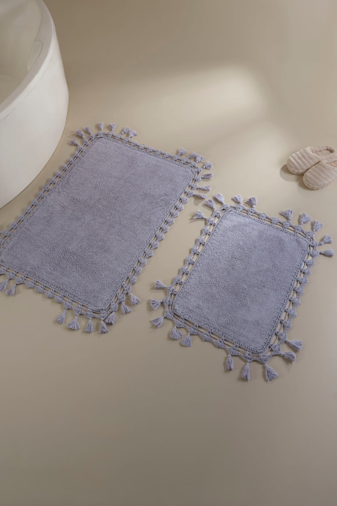 Lorna 2 Piece Bath Mat Set 100% Cotton 40x60 + 60x90 Lilac