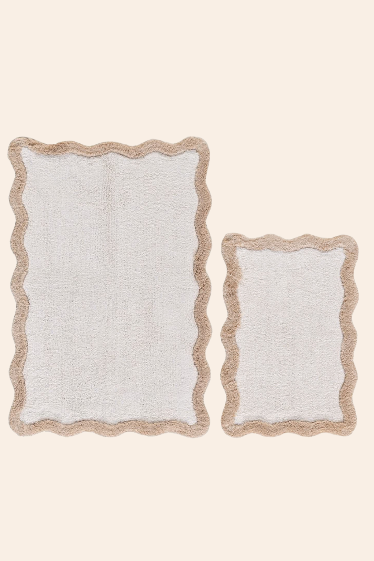 Scallop Takım Bambu Banyo Paspası 40x60+60x90 Cm Bej
