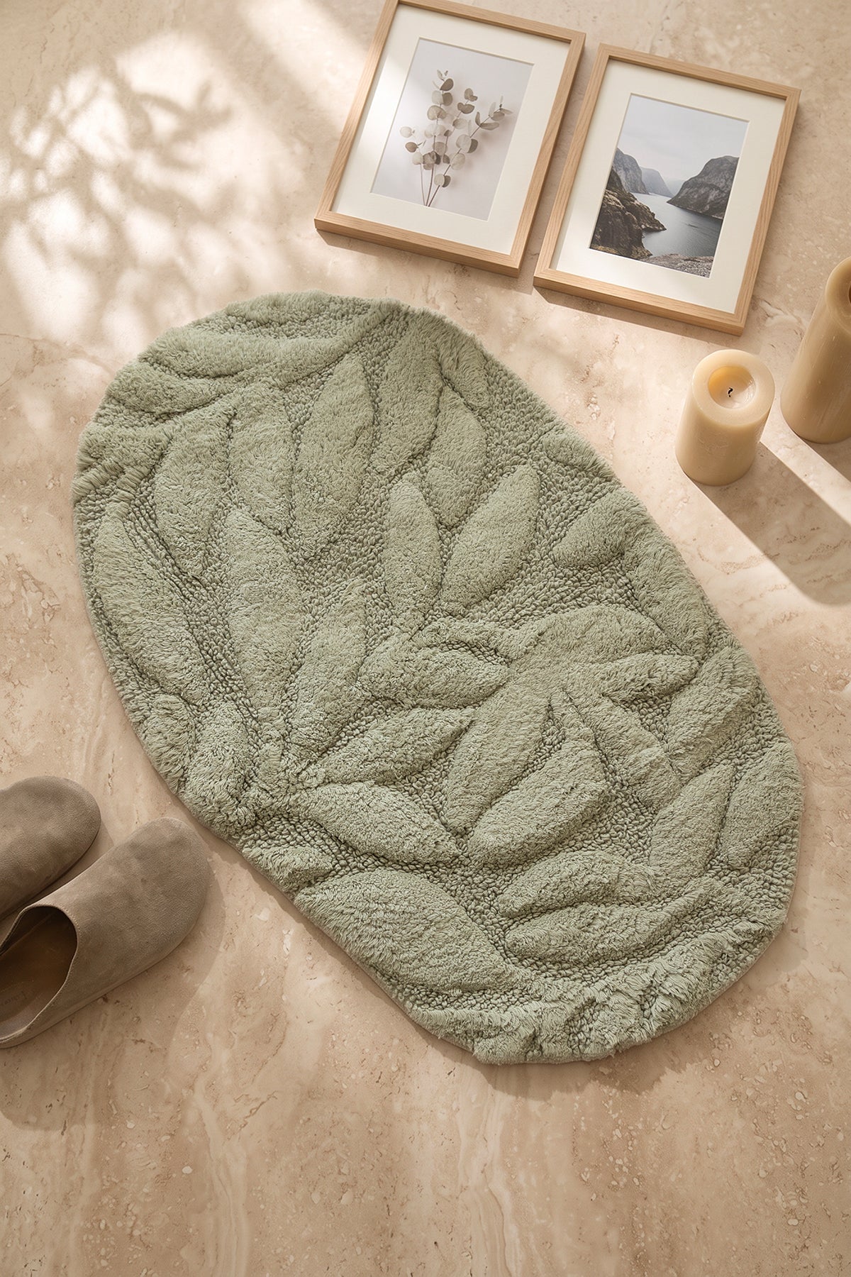 Allesi Tekli Banyo Paspası %100 Pamuk 50x80 Cm Yeşil