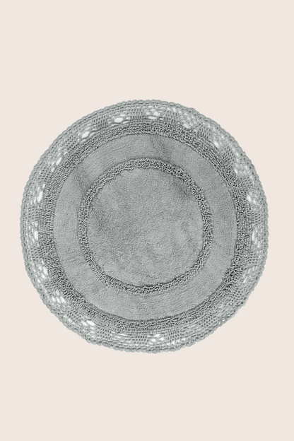 Moon Yuvarlak %100 Pamuk Banyo Paspası 120x120 Cm Bulut Gri