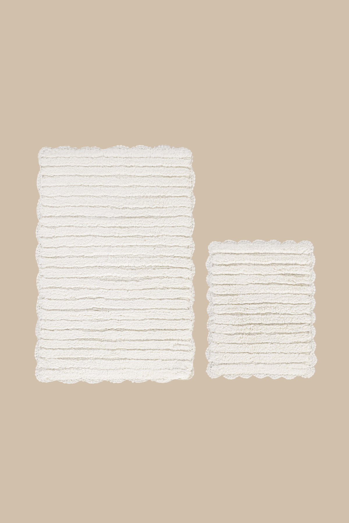 Arora 2'li Takım %100 Pamuk Banyo Paspası 40x50+60x90 Cm Milk Ekru