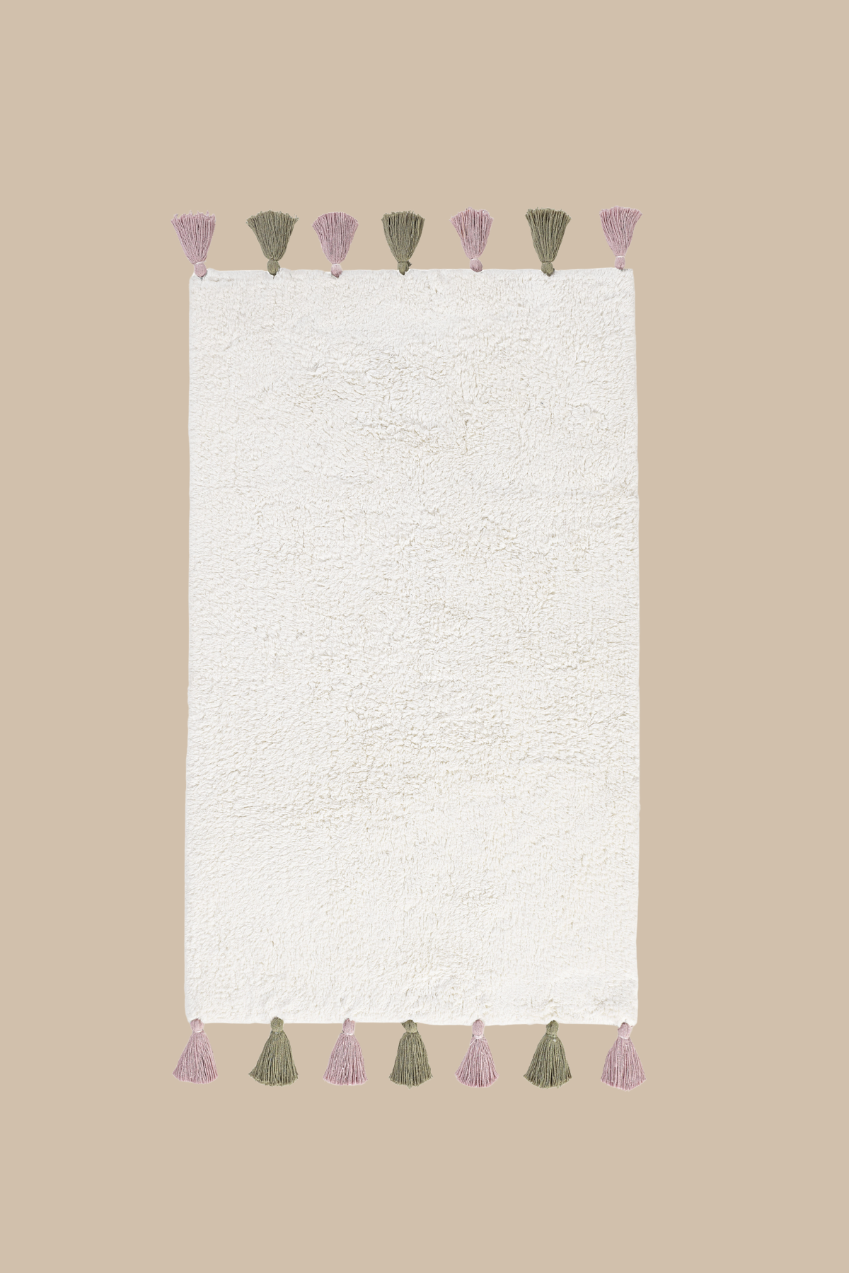 Loli Tekli %100 Pamuk Banyo Paspası 70x120 Cm Ekru
