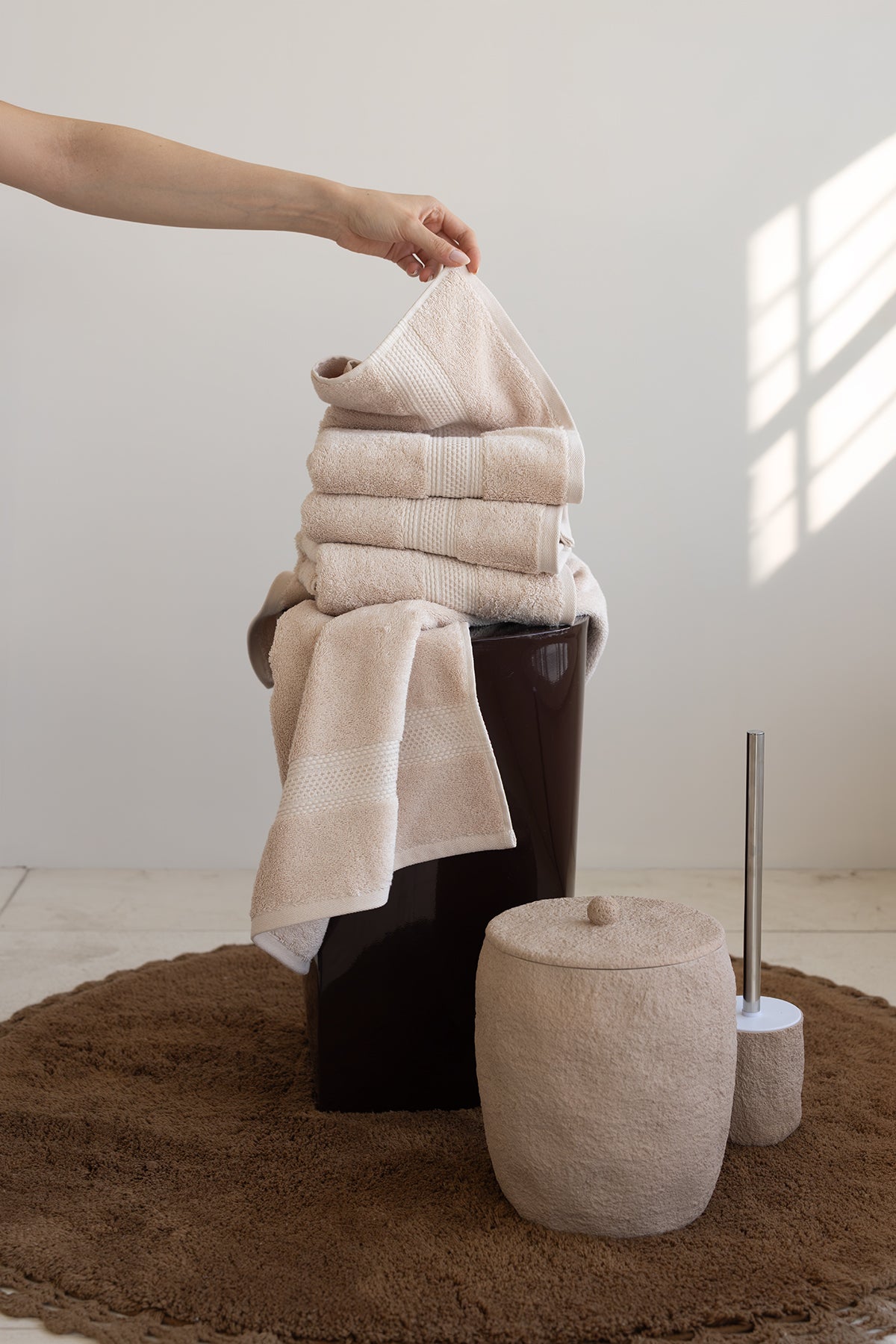 Mısır %100 Mısır Pamuğu  Havlu Seti Oyster Beige