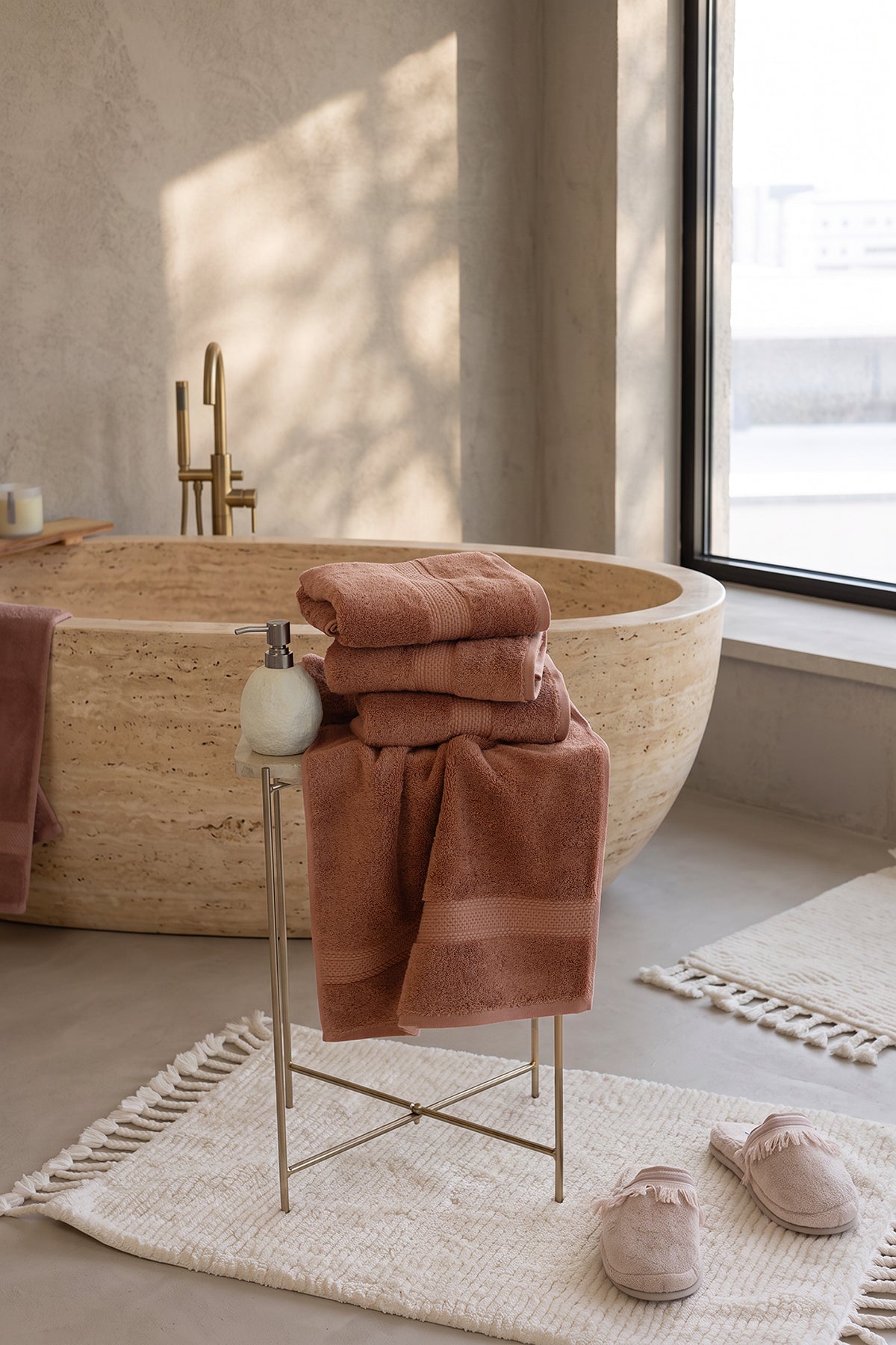 Mısır %100 Mısır Pamuğu  Havlu Seti Copper Rose