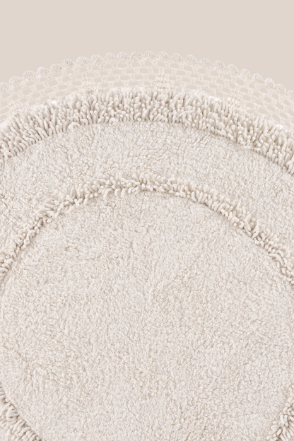 Moon Round Bath Mat 100% Cotton 120x120 Ecru