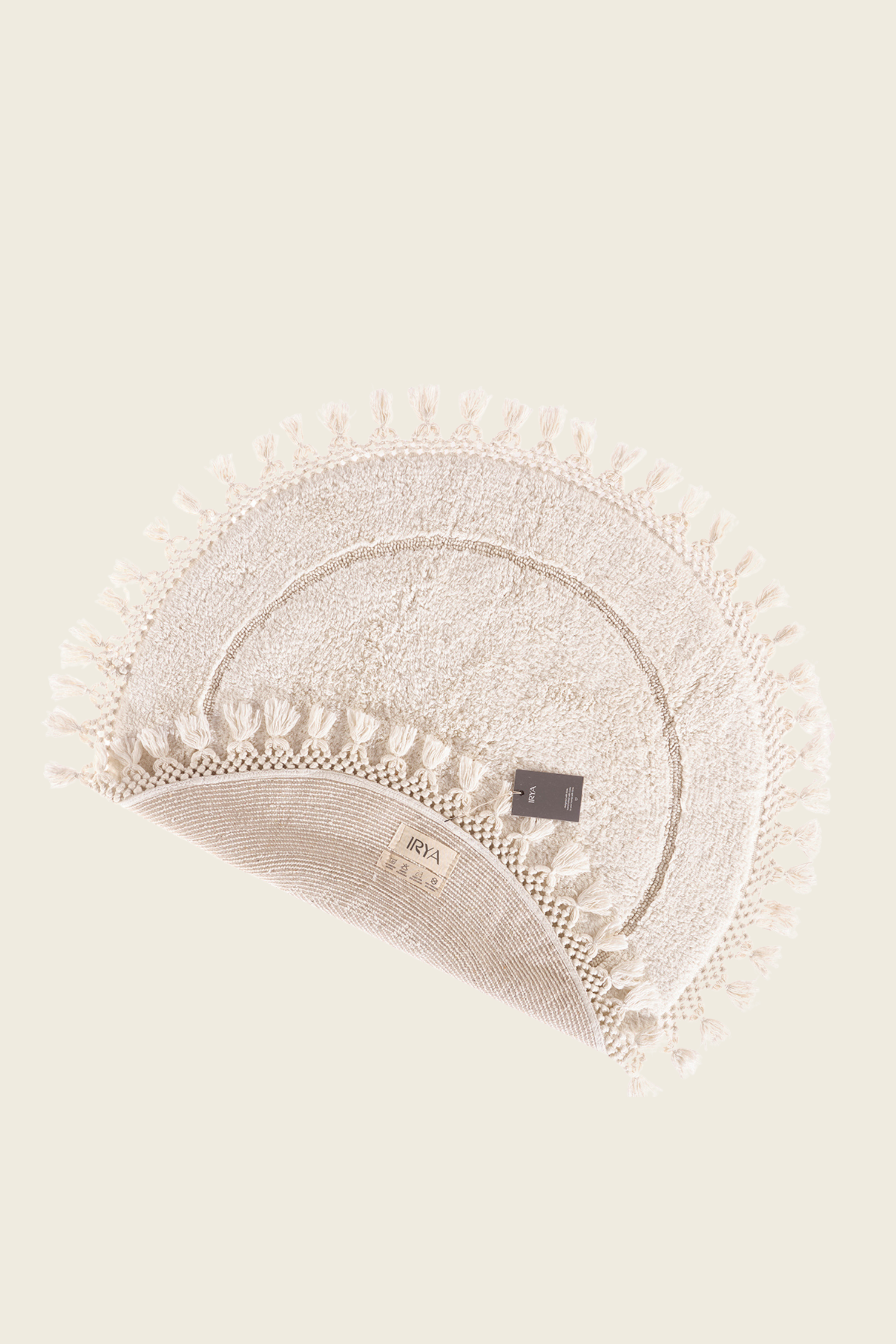 Nora Yuvarlak Banyo Paspası %100 Pamuk 90x90 Ekru