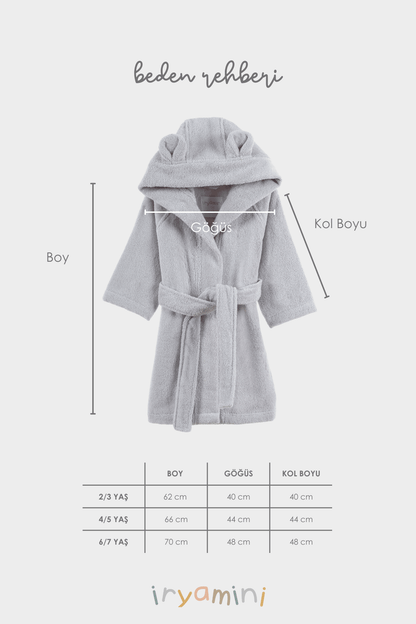 Tiny Bear Organic Cotton Kids Bathrobe Gray