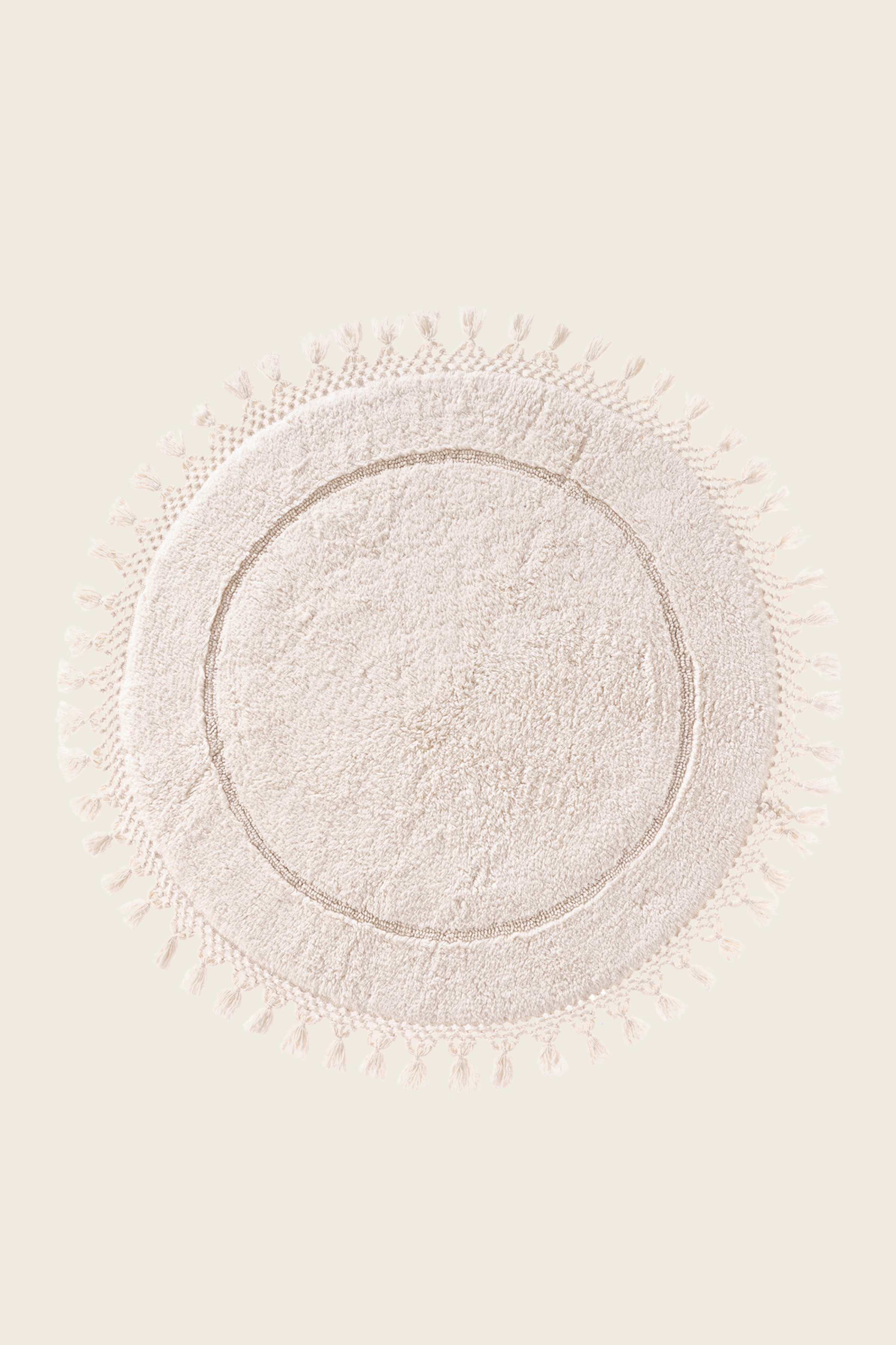 Nora Yuvarlak Banyo Paspası %100 Pamuk 90x90 Ekru