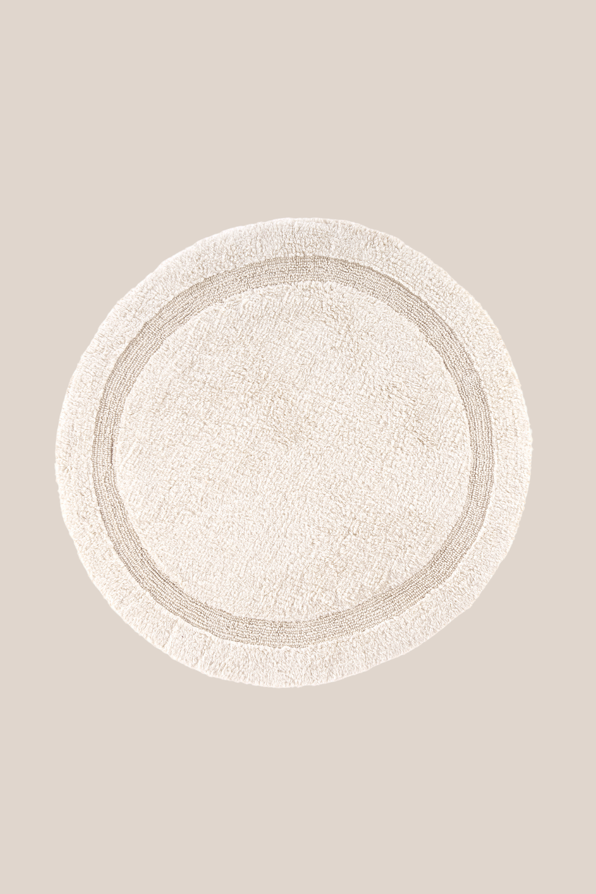 Puffed Round Bath Mat 100% Cotton 100x100 Ecru
