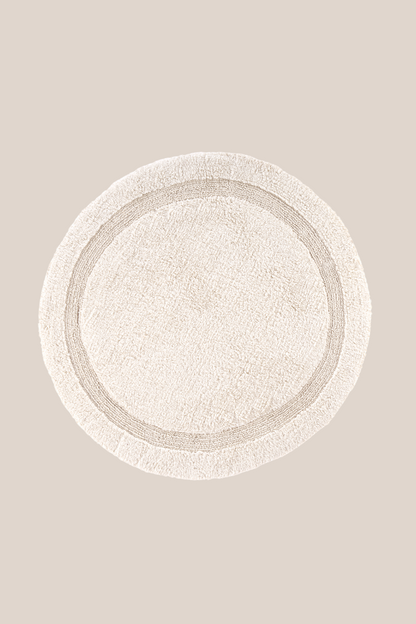 Puffed Round Bath Mat 100% Cotton 100x100 Ecru