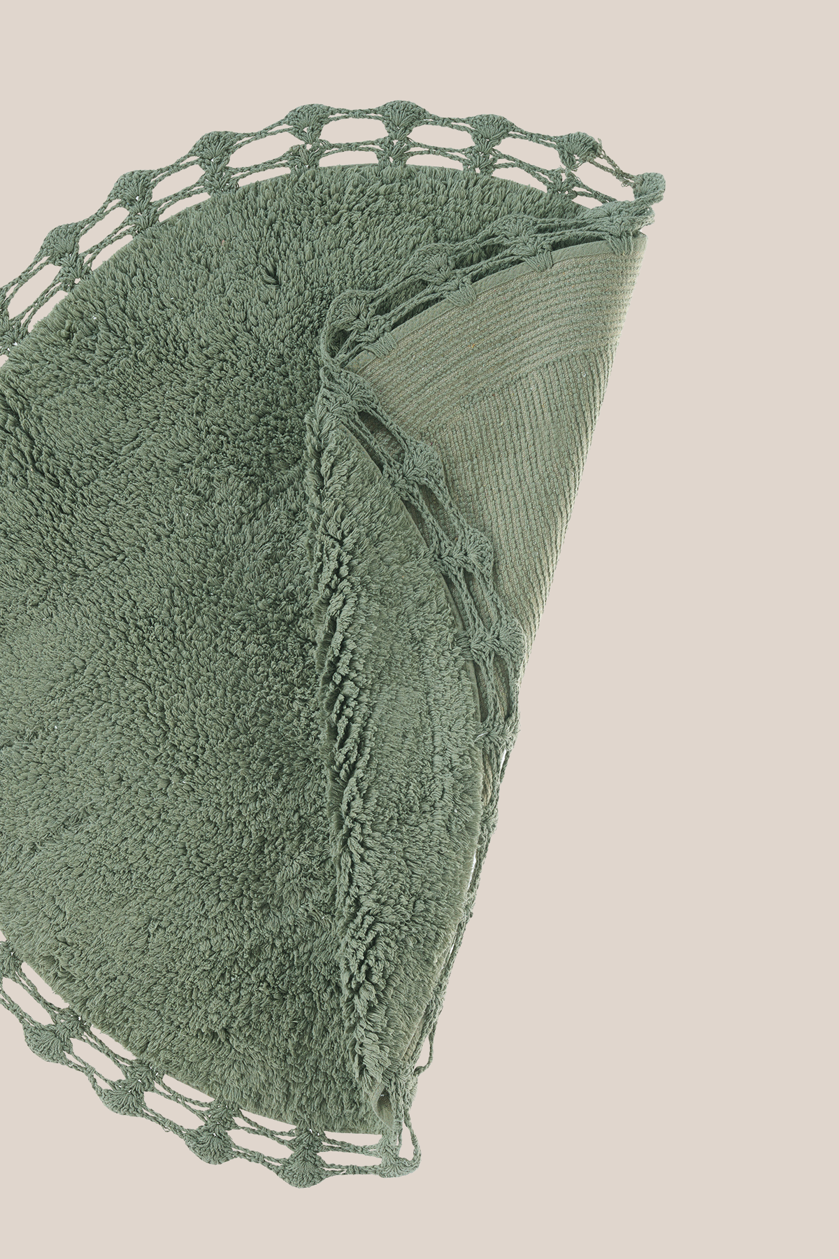 Luna Yuvarlak Banyo Paspası %100 Pamuk 90x90 Haki