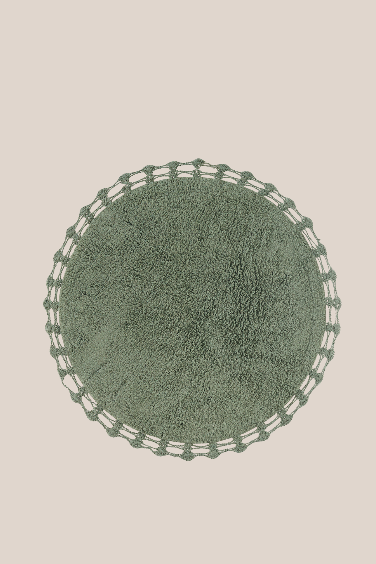 Luna Yuvarlak Banyo Paspası %100 Pamuk 90x90 Haki