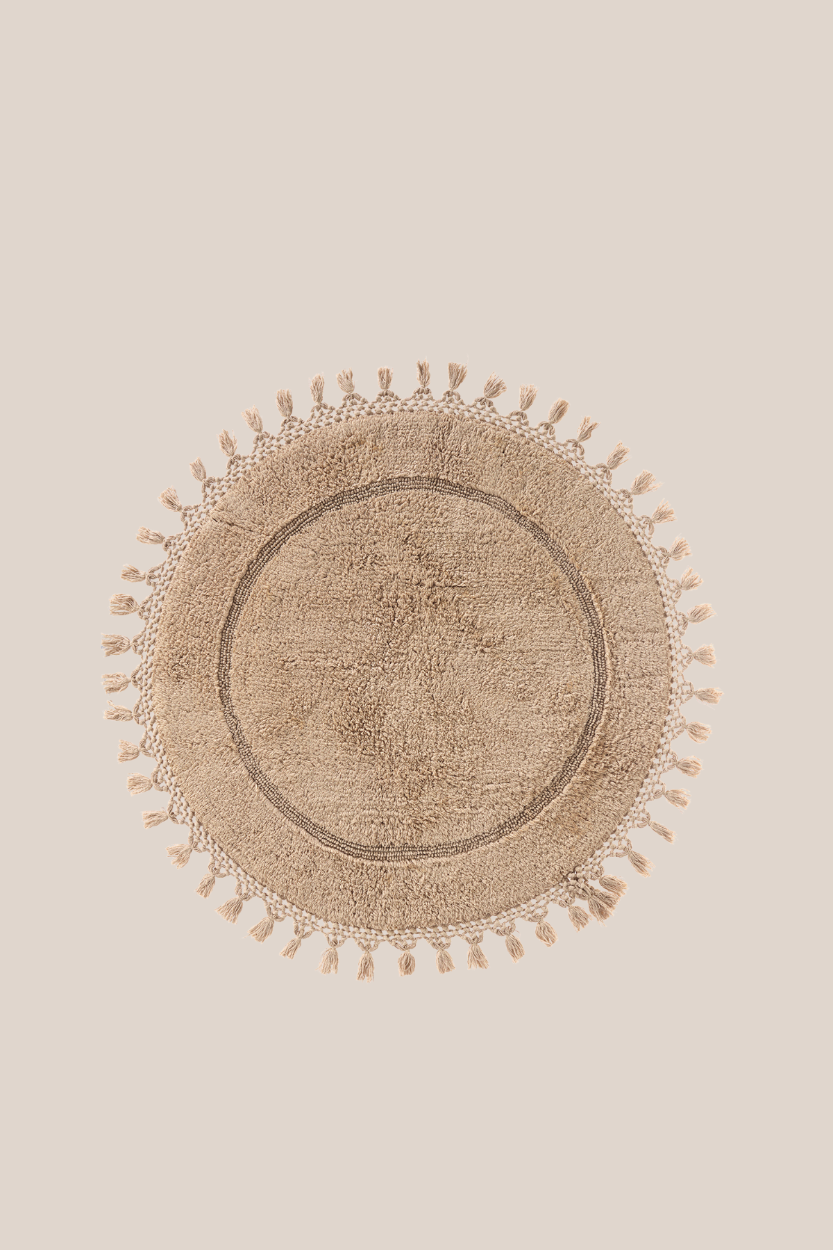 Nora Yuvarlak Banyo Paspası %100 Pamuk 90x90 Bej