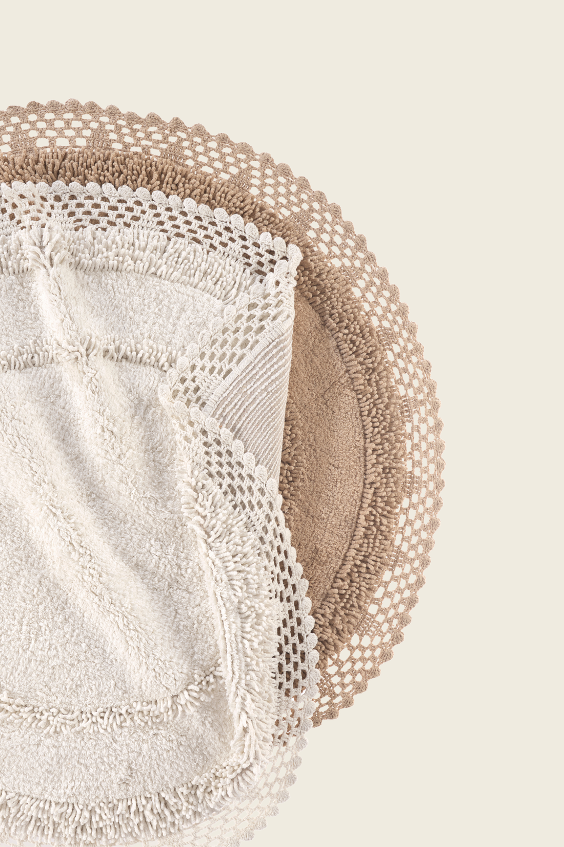 Moon Yuvarlak Banyo Paspası %100 Pamuk 120x120 Bej