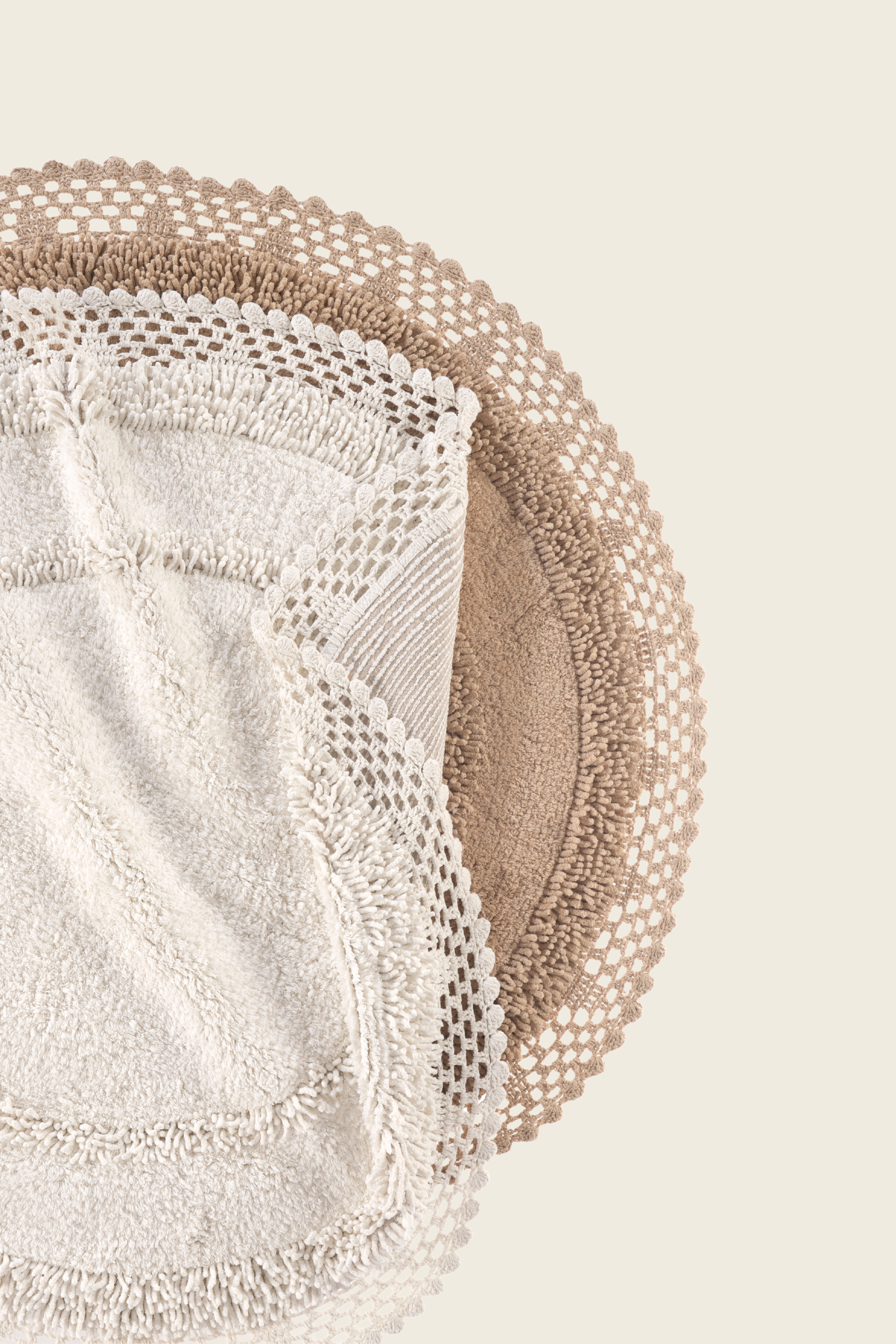 Moon Yuvarlak Banyo Paspası %100 Pamuk 120x120 Bej